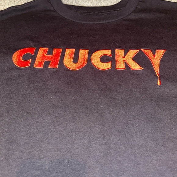 Vintage Chucky SEED OF CHUCKY All Over Print T-Shirt Medium Black Red Horror~~~~ - Picture 2 of 14